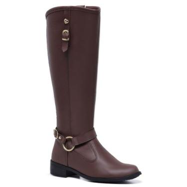 Imagem de Bota Cano Alto Feminina Gmm Shoes Com Zíper 11080 Gmm Shoes, Marrom cl