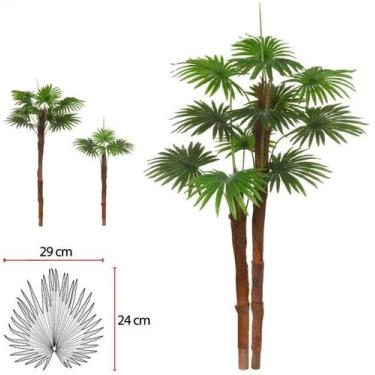 Imagem de Planta Arvore Artificial Palmeira Leque Real Toque X12 Verde 1,50m - F