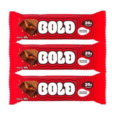 Imagem de Kit 3 Barra de Proteína Bold Sabor Bombom Crocante com 20g de Proteína