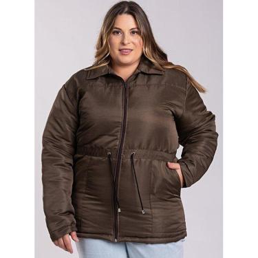 Imagem de Parka Feminina Plus Size Microfibra Forrada Amarração Cintura - Serena-Feminino