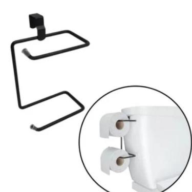 Imagem de Suporte Pendente Para Porta Papel Higiênico Duplo Preto - Arthi