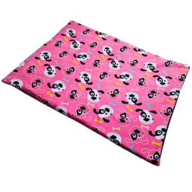 Imagem de Cama Colchonete P/Cães - Estampado. Capa Sai - M 70x50 - Impermeável Embaixo Tecido Confortavel (Médio, Carinha dog Rosa)
