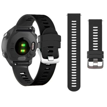 Imagem de Emilydeals Pulseira de Relógio de 20 mm para Garmin Forerunner 55/245/645/Vivoactive 5/3/Vivomove HR, Silicone Macio Preto, Tamanho 15 cm a 20,6 cm