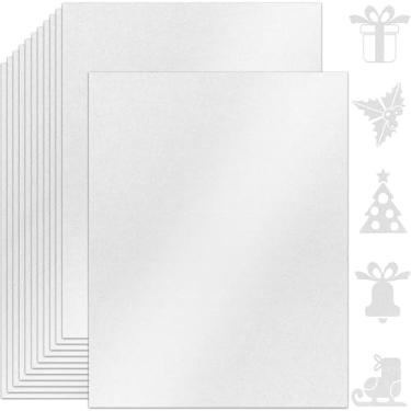 Imagem de Twavang 25 folhas de papel de cartolina brilhante branco 21,5 cm x 28 cm, 250 g/41,7 kg papel perolado dupla face para artesanato, convites, impressão e cartões DIY