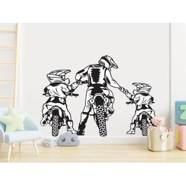 Imagem de Adesivo de Parede Motociclista Pai e Filho Moto Clube - Adesivos Kigru