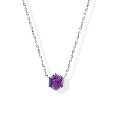 Imagem de PAVOI Colar com pingente de pedra preciosa banhada a ouro 14K | Colares de corrente delicada para mulheres | Pingentes de ametista, ônix, fluorita verde, labradorita, pérola, quartzo rosa, ágata