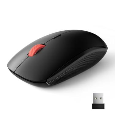 Imagem de Mouse USB sem fio, mini mouse de computador sem fio fino de 2,4 G, alças ergonômicas, 5 níveis ajustáveis 4000 DPI, pequenos mouses de computador ópticos portáteis para laptop, PC, Mac, iPad, bateria