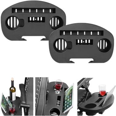 Imagem de Flexzion 2 suportes universais ovais para cadeira de gravidade zero – bandeja de encaixe para cadeira reclinável ao ar livre, bandeja utilitária para bebidas com compartimento para dispositivo móvel,