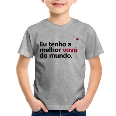 Imagem de Camiseta Infantil Eu tenho a melhor vovó do mundo - Foca na Moda, Cinz