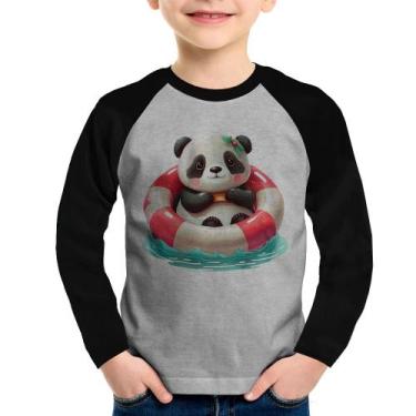 Imagem de Camiseta Raglan Infantil Ursinha  Relaxando Na Piscina Manga Longa - F