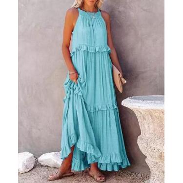 Imagem de C3301-Vestido Solto Largo Comfy Gestante Liso Babado Solto Jl1146 - Xu