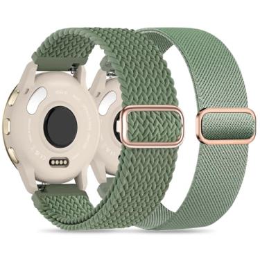 Imagem de Pacote com 2 pulseiras de nylon compatíveis com Garmin Vivoactive 6/5/3/Forerunner 570 42 mm/165/55/645/245, pulseiras de nylon elástico macio de 20 mm de substituição para Garmin Venu/Venu Sq/Venu Sq