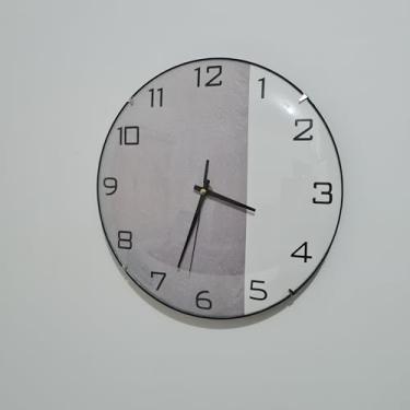 Imagem de Relógio de Parede Quartz Silencioso 30 cm, Mecanismo Silencioso, Funciona com 1 Pilha AA, Design Moderno, Moldura Preta (Cinza)
