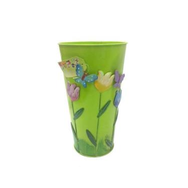 Imagem de Vaso Metal Enfeite Jardim Quintal Varanda Borboleta Flor Verde (SYBO-G