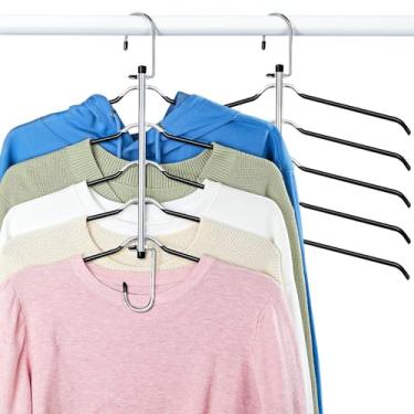 Imagem de Cabides para camisa que economizam espaço, Lomrsiul com revestimento de PVC antiderrapante, várias blusas, organizador de camisa para organizadores de armário e armazenamento para camisetas, suéter