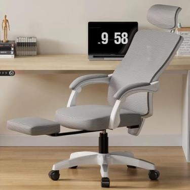 Imagem de Lzyjckh Cadeira ergonômica de escritório com apoio para os pés Cadeira de escritório de malha Cadeira de mesa ergonômica Cadeira executiva para escritório em casa para casa, escritório, jogos,Gray