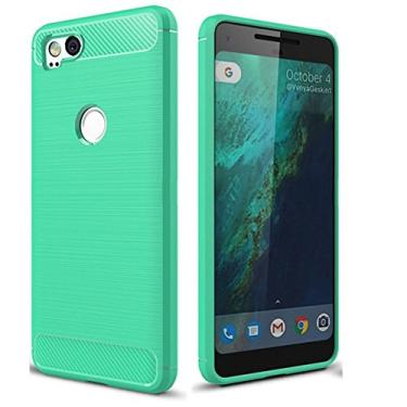 Imagem de CruzerLite Capa compatível com Google Pixel 2 XL, compatível com Pixel2 XL, capa fina de absorção de choque de fibra de carbono compatível com Google Pixel 2 XL (2017) azul-petróleo