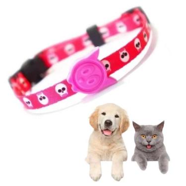 Imagem de Coleira Gato e Cachorro Regulável até 40cm Guia Caveira Pet - Dog Walk