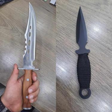 Imagem de Kit de Faca para Churrasco com Cabo Artesanal Luxo e Adaga