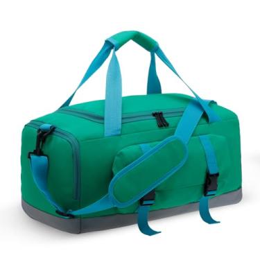 Imagem de XEYOU Bolsa de ginástica para mulheres e homens, bolsa esportiva de viagem com compartimento para sapatos e bolso molhado, bolsa de viagem antifurto de fim de semana para avião, bolsa de treino