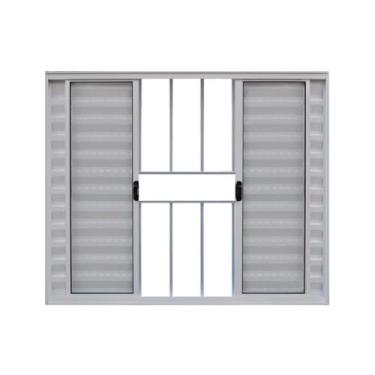 Imagem de Veneziana de Correr 6 Folhas  C/Grade Aluminio Brilhante 1.00 x 1.20 L