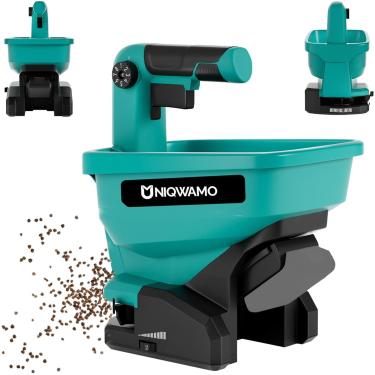 Imagem de Uniqwamo Espalhador de sementes de grama, disponível o ano todo, sementes de grama, sal grosso (bateria não incluída)