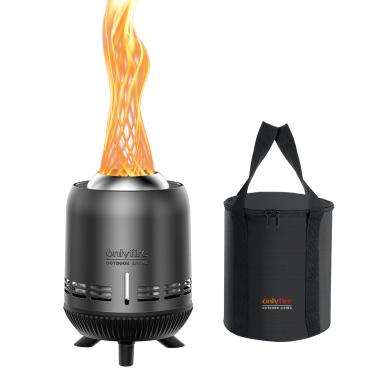 Imagem de ONLYFIRE OUTDOOR LIVING Lareira de mesa, lareira pequena portátil com bolsa de armazenamento para acampamento, trailer, pátio, quintal, fogão, 24 cm, FP055, preto