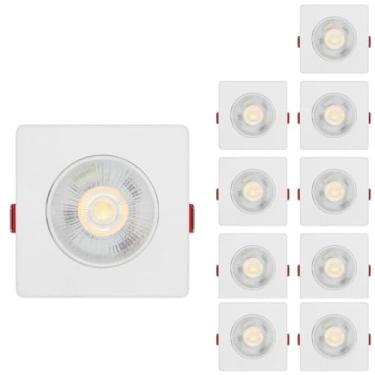 Imagem de kit 10 Luminária Spot Led 5w Branco Quente Quadrado Embutir Direcionavel Bivolt 110/220 Forro Pvc Gesso Sala Quarto Cozinha Comercio