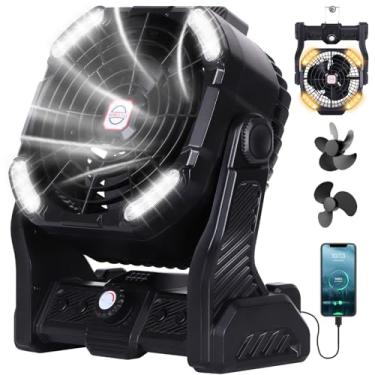 Imagem de RUNTOP Ventilador portátil recarregável, ventilador alimentado por bateria de 20000 mAh com lanterna de LED, ventilador de mesa, ventiladores operados por bateria para viagem, casa, escritório,