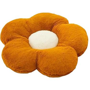 Imagem de Almofada de pelúcia fofa com flores para o chão, casual, confortável, para escritório, sala de estar, cama, decoração simples de quarto (40 cm, marrom)
