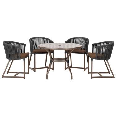 Imagem de Mesa com 4 Cadeiras de Jantar Roma 100cm e Noronha em Aluminío