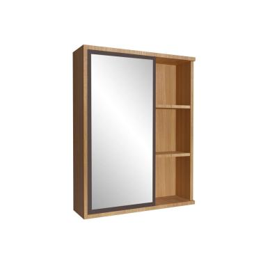 Imagem de Armário Espelheira Para Banheiro 1 Porta 2 Prateleira Eduarda Mel-grafite