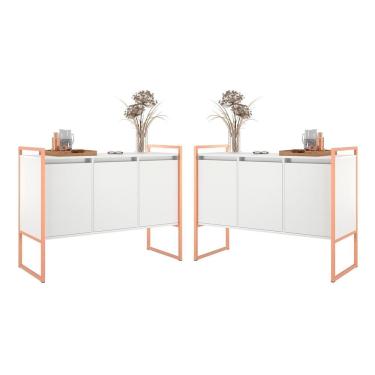 Imagem de Aparador Buffet Estilo Industrial Com Pés Em Aço 2 Unidades