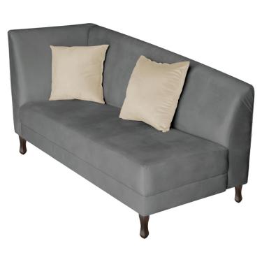 Imagem de Recamier Heitor 185cm Com Almofada Lado Direito Sintético Cor Cinza/bege