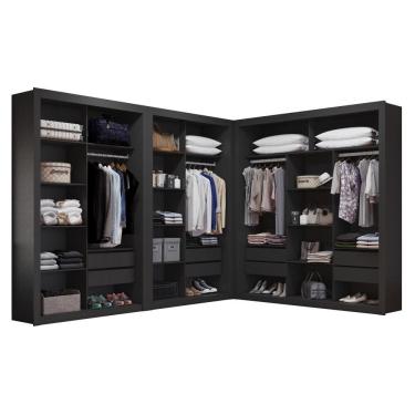 Imagem de Closet Modulado 8 Gavetas 15 Prateleiras Preto Amoudi Móveis Preto Tx