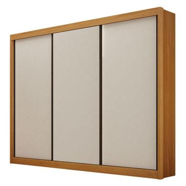 Imagem de Guarda Roupa Casal 3 Portas São Paulo Gold Cinamomo Off White - Leifer Móveis