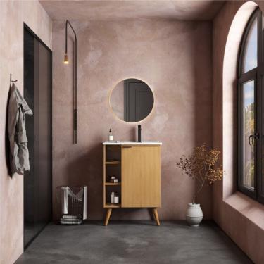 Imagem de Gabinete Para Banheiro Em Madeira 1 Porta Hortênsia 60 Com Pés Jequitiba