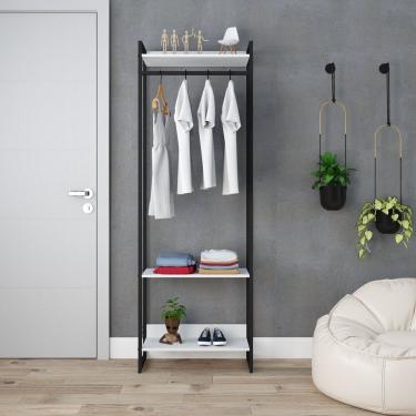 Imagem de Estante Closet Arara Industrial 3 Prateleiras 187x60cm Dynamica Yescasa Branco Chess/preto