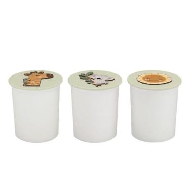 Imagem de Trio de Potes Kit Higiene Bebê Quarto Lavável Safari Savana - Neném na