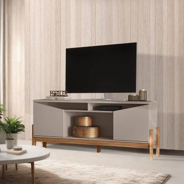 Imagem de Rack para Tv até 70 Polegadas 2 Portas Bancada Charlotte 1.65 Grigio Fosco/Cinamomo Mel