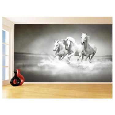 Imagem de Papel De Parede 3D Animais Cavalos Correndo Céu 3,5M Anm302 - Você Dec