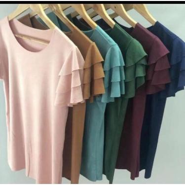 Imagem de Blusa suede babado manga curta - filo modas, Bordô, P