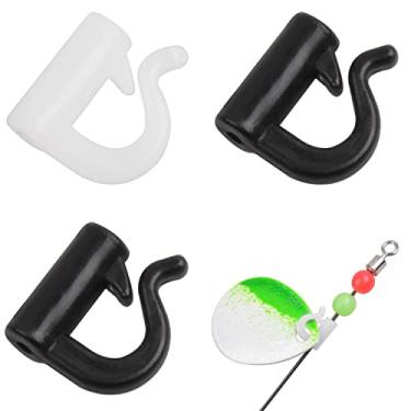 Imagem de Manilha giratória de troca rápida – 100 peças de plástico de pesca com botões rápidos para lâminas giratórias de plástico para spinners Walleye Spinner Rig Crawler Harness Spinner Making Clevis Preto/Branco