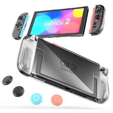 Imagem de STARTRC GAMES Protective Case Compatible with Nintendo Switch 2, Transparent Protective for Nintendo Switch 2 (2025) with TPU Grip Cover Case and Thumb Caps, Shock-Absorption and Anti-Scratch Design