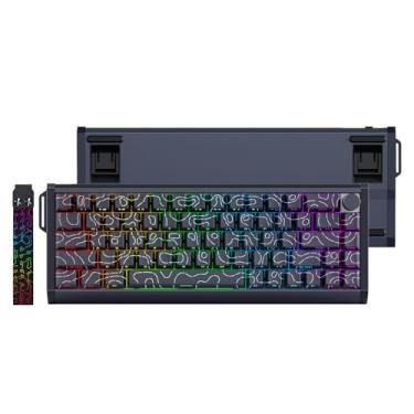 Imagem de MOLGRIA Teclado para jogos SKYLOONG 60% alumínio, teclado mecânico retroiluminado RGB com fio GK68 HE USB com teclado de linha de contorno de impressão virada para o sul e junta multicamadas (preta)