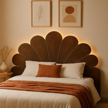 Imagem de Cabeceira Concha MDF Para Cama Box Casal e Queen 9 Peças Grande - Lope