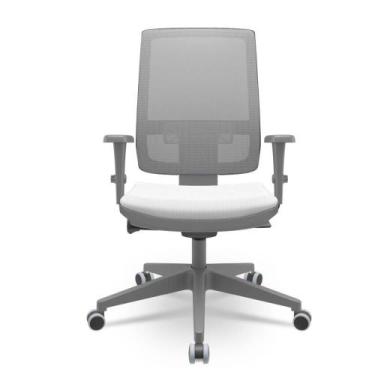 Imagem de Cadeira Brizza Diretor Grafite Tela Cinza Assento Aero Branco Base Aut