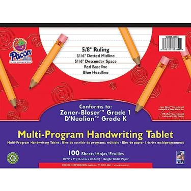 Imagem de Tablet de escrita à mão multiprogramas, 1,5 cm, pautado, 1,5 cm, linha média pontilhada, 1,5 cm, espaço descendente, 100 folhas por PACON