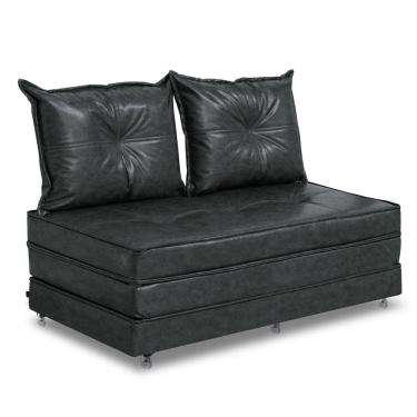 Imagem de Pufe Cama Dobrável 130cm Casal c/2 Almof. Cheias Linha Super