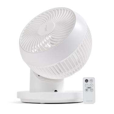 Imagem de IRIS USA WOOZOO Ventilador de mesa com controle remoto, circulador de ar de mesa oscilante de 360°, 3 velocidades, distância máxima de ar de 15,8 m, inclinação ajustável, 33 polegadas, motor de baixo